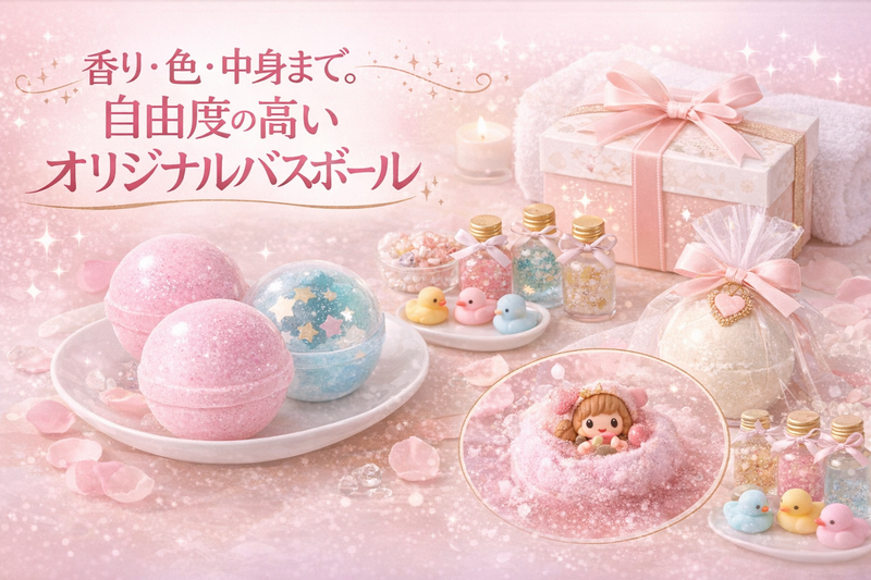 【100個~製作可能!】香り・色・中身まで!自由度の高いオリジナルバスボールを作成してみませんか?