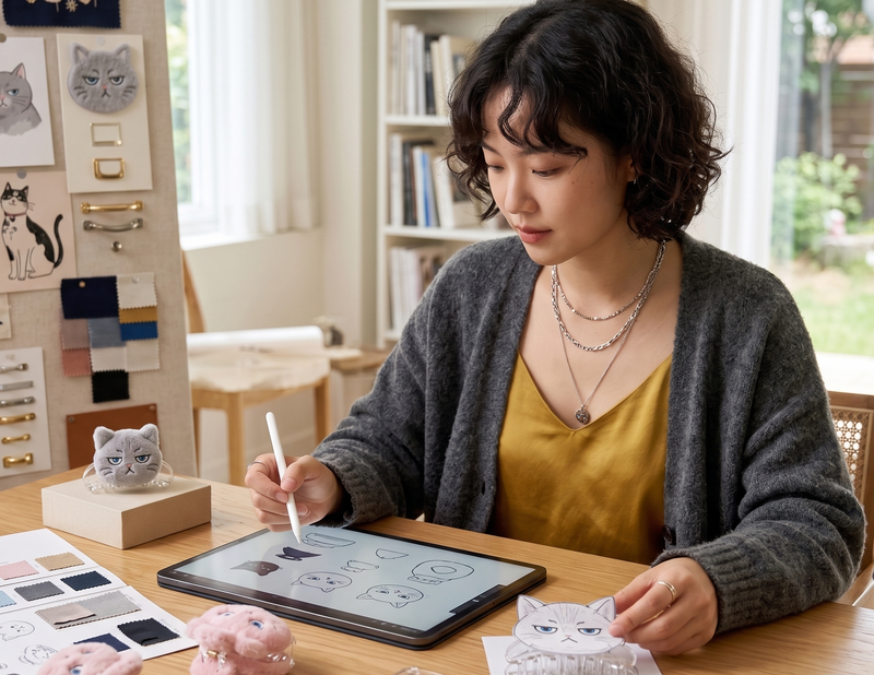 ぬいぐるみ顔つきヘアクリップ製作過程