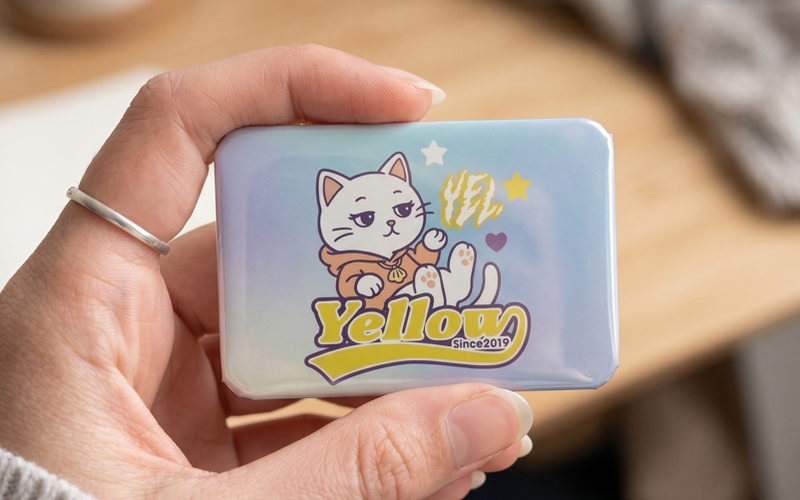 長方形缶バッジ製作過程