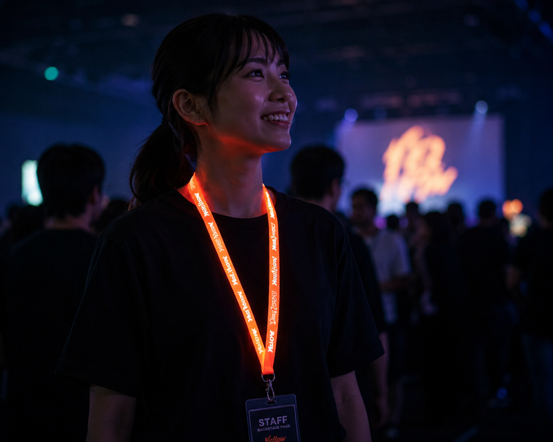 光るネックストラップ製作過程
